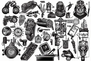 engineer building few shot models tattoo idea