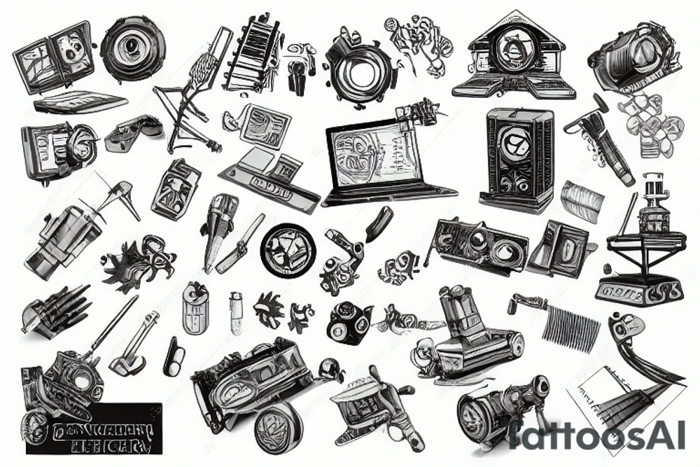 engineer building few shot models tattoo idea