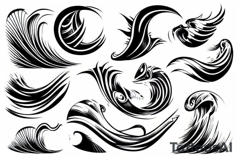 dynamic ocean wave for surfing tattoo idea