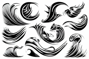 dynamic ocean wave for surfing tattoo idea