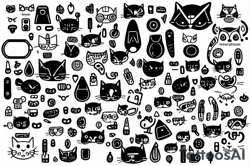 cat with technology tattoo idea