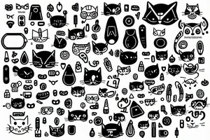 cat with technology tattoo idea