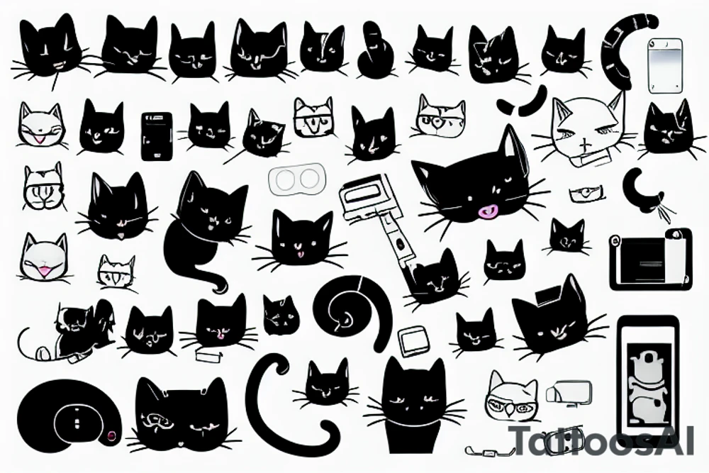 cat with technology tattoo idea