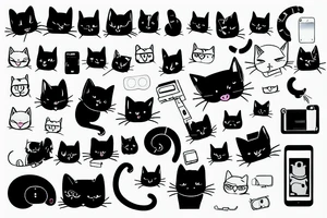 cat with technology tattoo idea