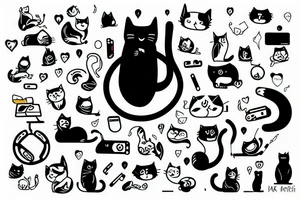 cat with technology tattoo idea