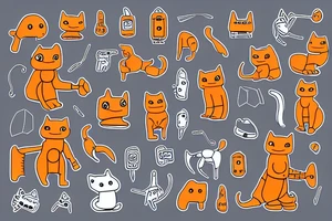 orange cat robot tattoo idea