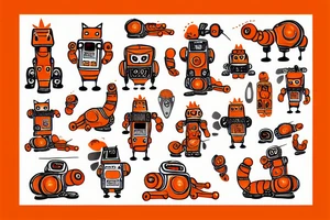 orange cat robot tattoo idea
