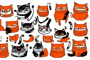 orange cat robot tattoo idea
