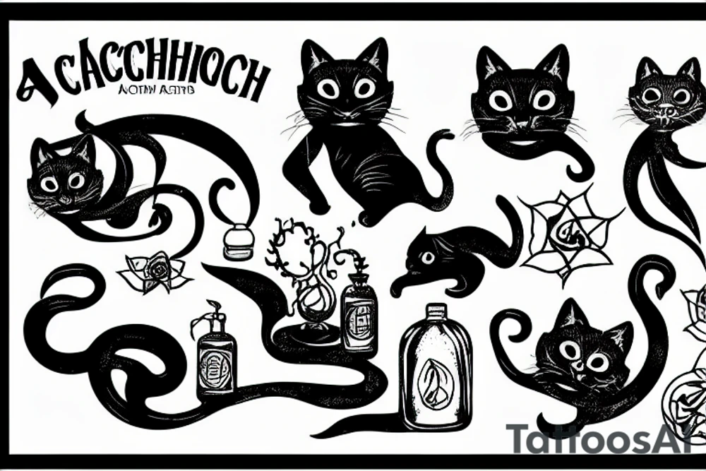 Alchemist Black Cat tattoo idea