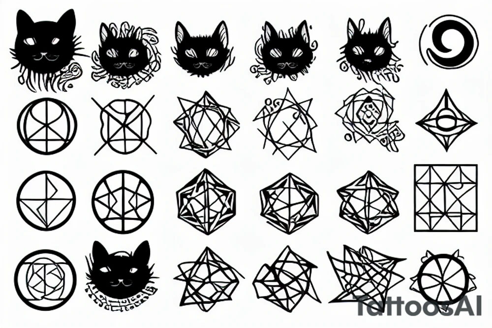 Alchemist Circle With a Black cat in the middle tattoo idea Alchemist Circle With a Black cat in the middle tattoo idea