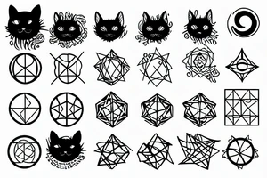 Alchemist Circle With a Black cat in the middle tattoo idea