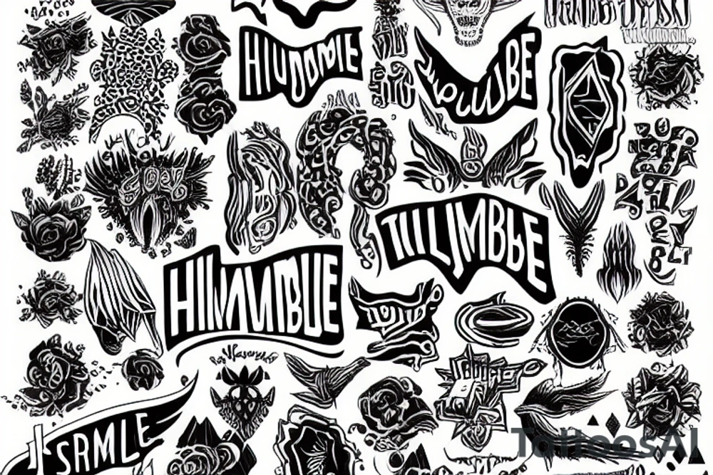 word 'humble' trippy design tattoo idea