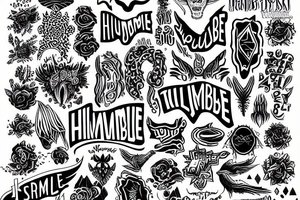 word 'humble' trippy design tattoo idea