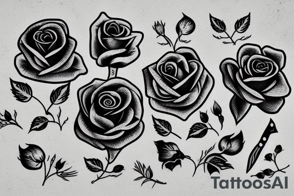 A knife and a Rose tattoo idea