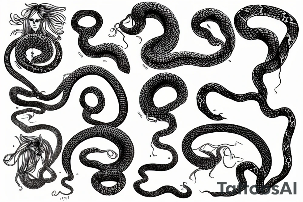 medusa snake hair tattoo idea