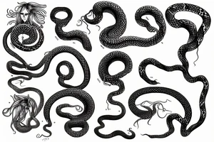 medusa snake hair tattoo idea