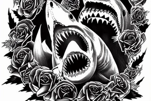 Horror great white shark tattoo idea