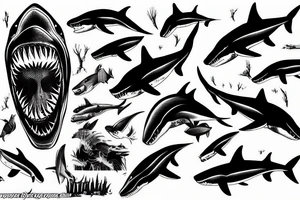 Horror great white shark tattoo idea