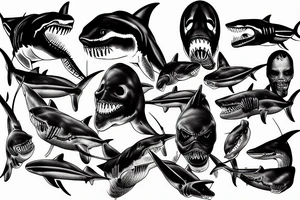 Horror great white shark tattoo idea