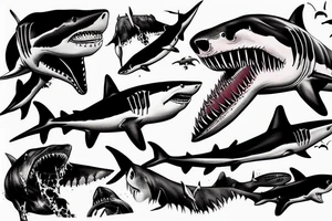 Horror great white shark tattoo idea
