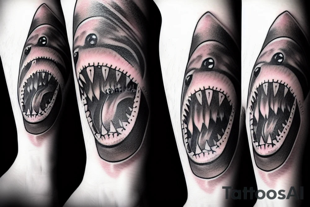 Great white shark with white eyes tattoo idea