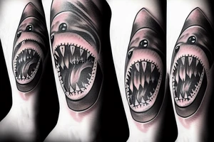 Great white shark with white eyes tattoo idea