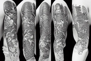 samurai with leaves tattoo idea