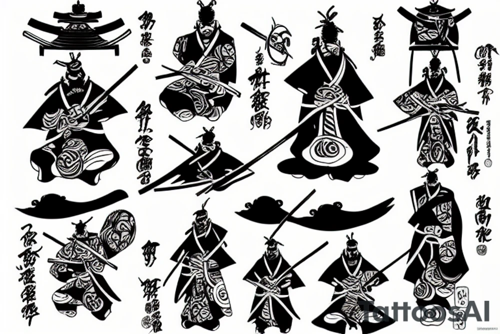 samurai in valley tattoo idea