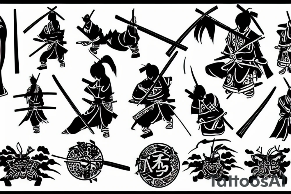 samurai in valley tattoo idea