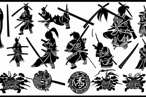 samurai in valley tattoo idea
