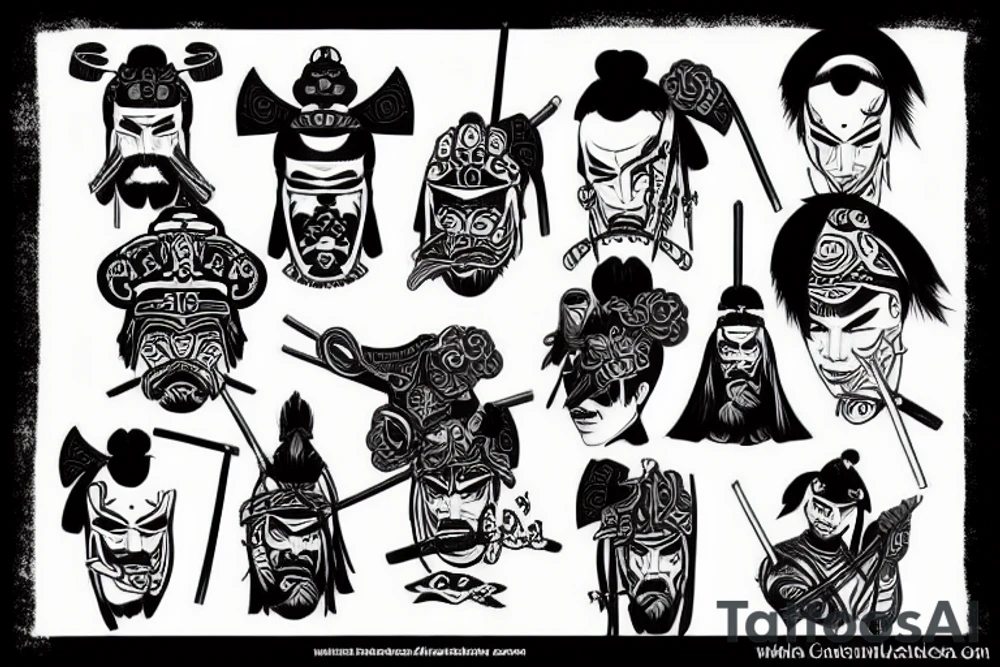 samurai in valley tattoo idea