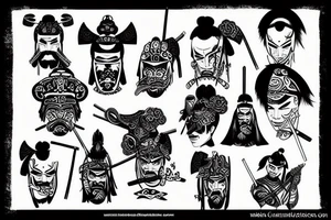 samurai in valley tattoo idea