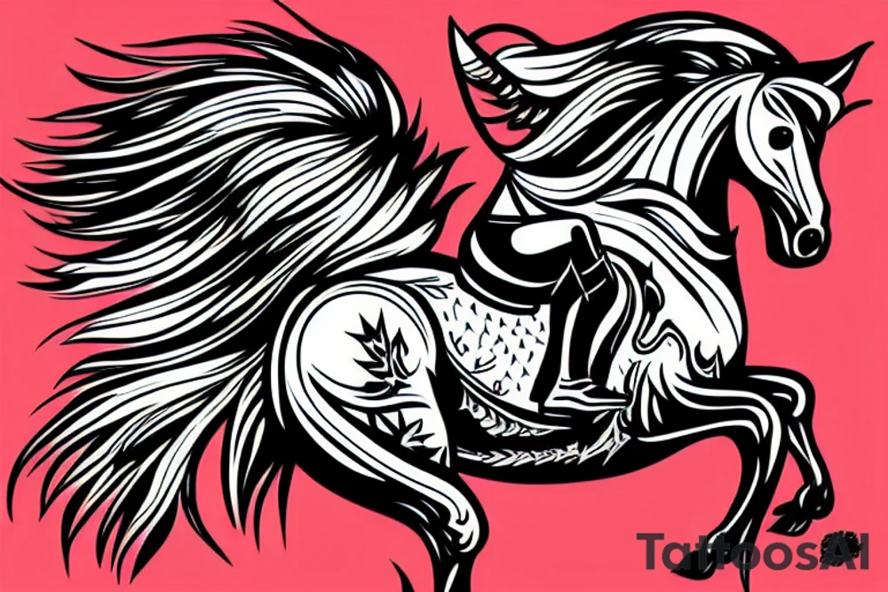 Indian riding a mustang fast tattoo idea