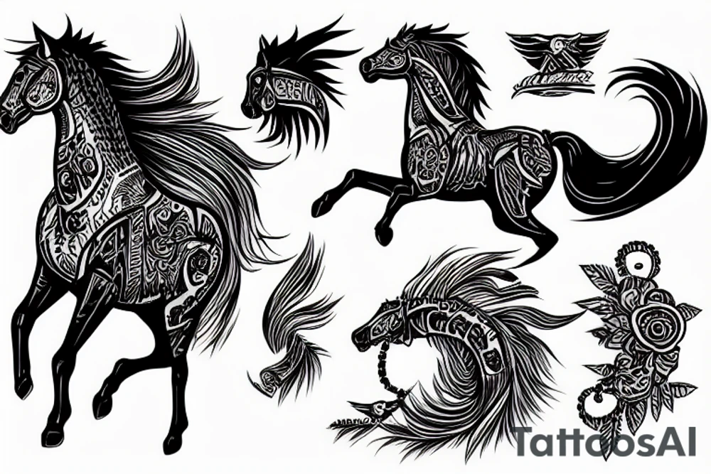 Indian riding a mustang fast tattoo idea