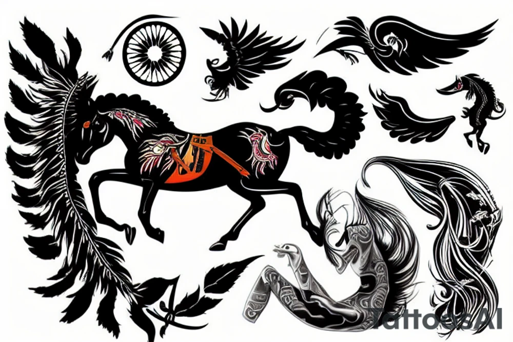 Indian riding a mustang fast tattoo idea