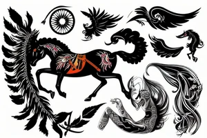 Indian riding a mustang fast tattoo idea