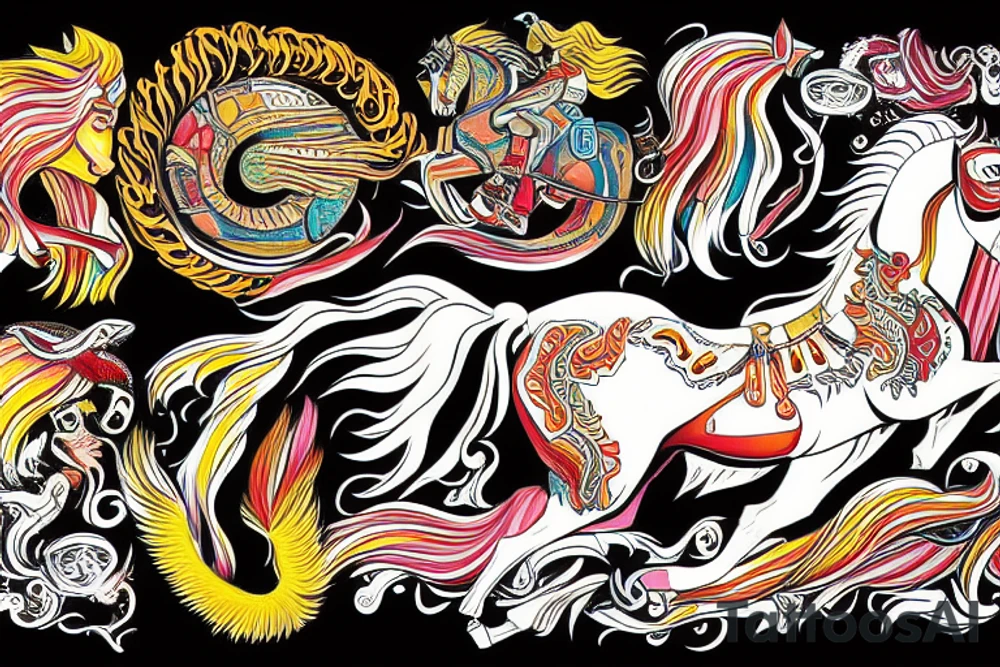 Indian riding a mustang fast tattoo idea