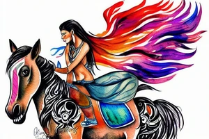 Indian riding a mustang fast tattoo idea