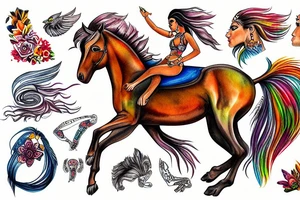 Indian riding a mustang fast tattoo idea