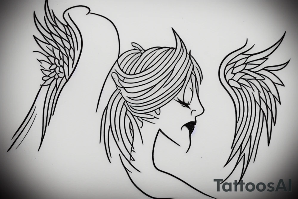 simple angel and devil tattoo idea