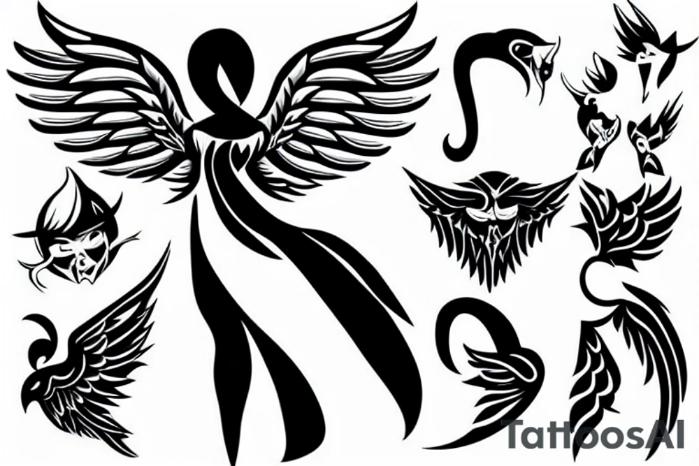 simple angel and devil tattoo idea