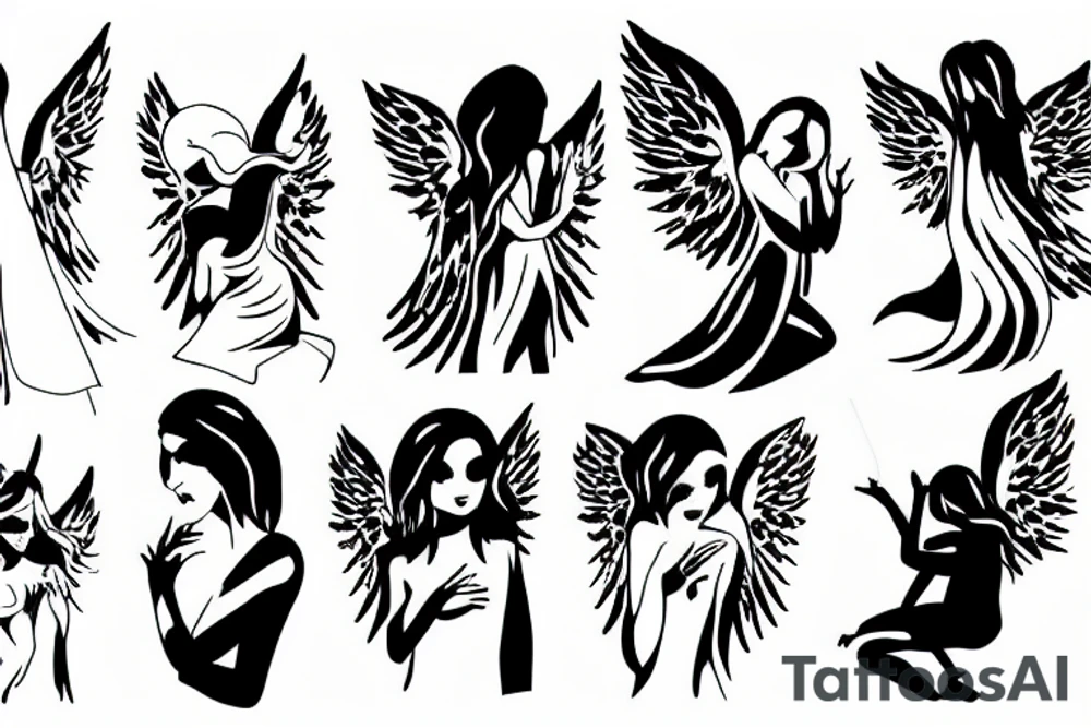 simple angel and devil illustration tattoo idea