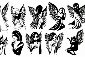 simple angel and devil illustration tattoo idea