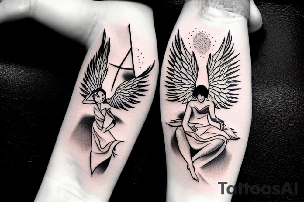simple angel and devil illustration tattoo idea