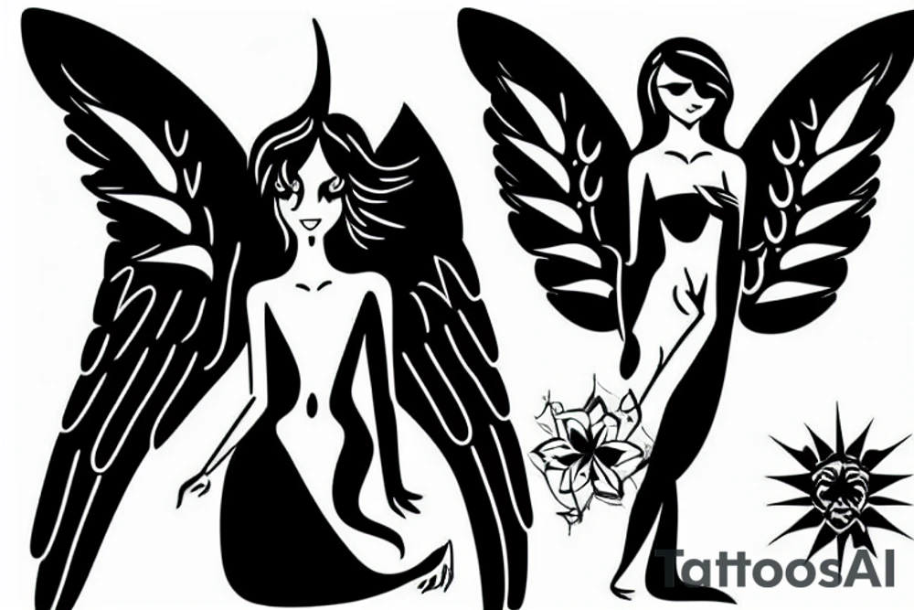 small and simple angel and devil illustration tattoo idea small and simple angel and devil illustration tattoo idea