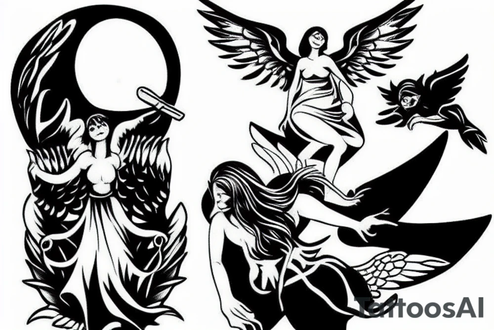 small and simple angel and devil illustration tattoo idea small and simple angel and devil illustration tattoo idea