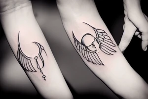 small and simple angel and devil outline tattoo idea