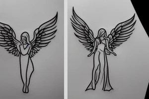 small and simple angel and devil outline tattoo idea
