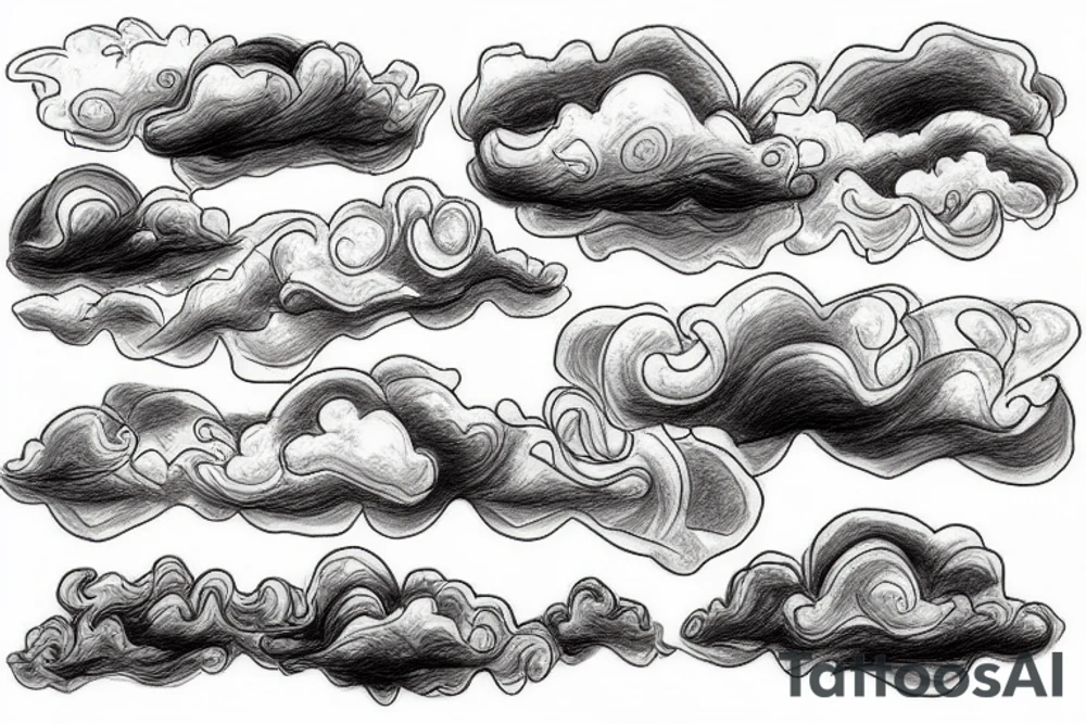 River and clouds morphing into one tattoo idea