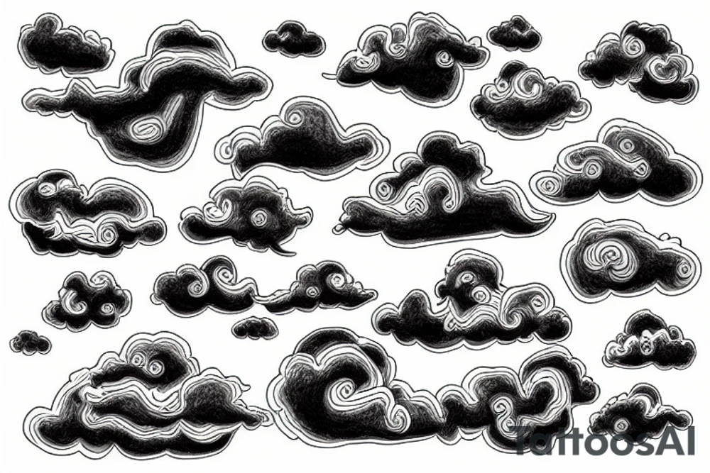 River and clouds morphing into one tattoo idea